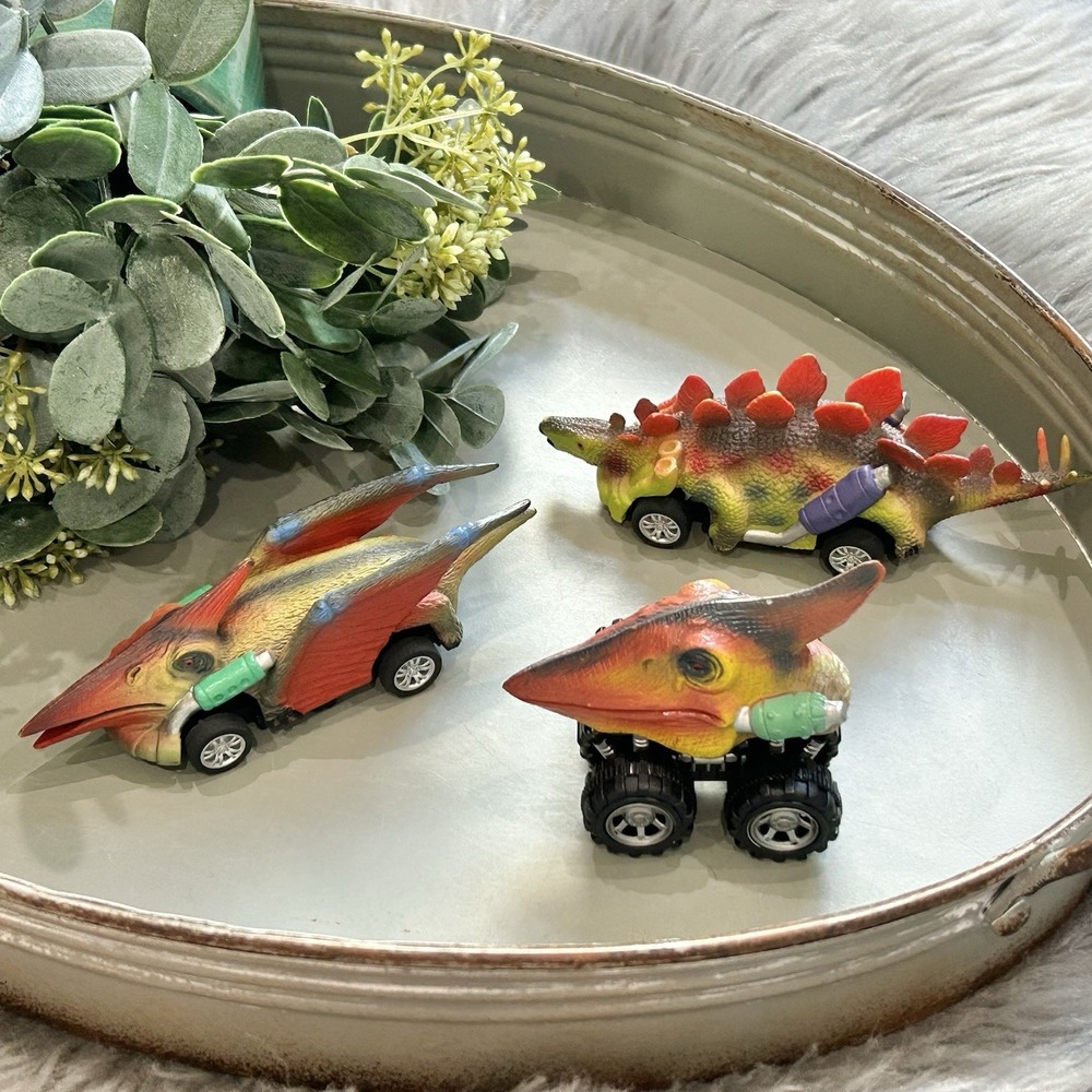 Dino Fun Pull Back Dinosaur Car Toys Dino Toy Car‎ Racers - Lot of 3